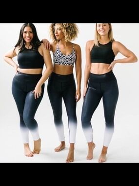 ZYIA Black to White Ombre High-Waist Leggings